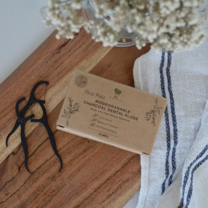 Biodegradable Charcoal Dental Floss Picks by Me Mother Earth
